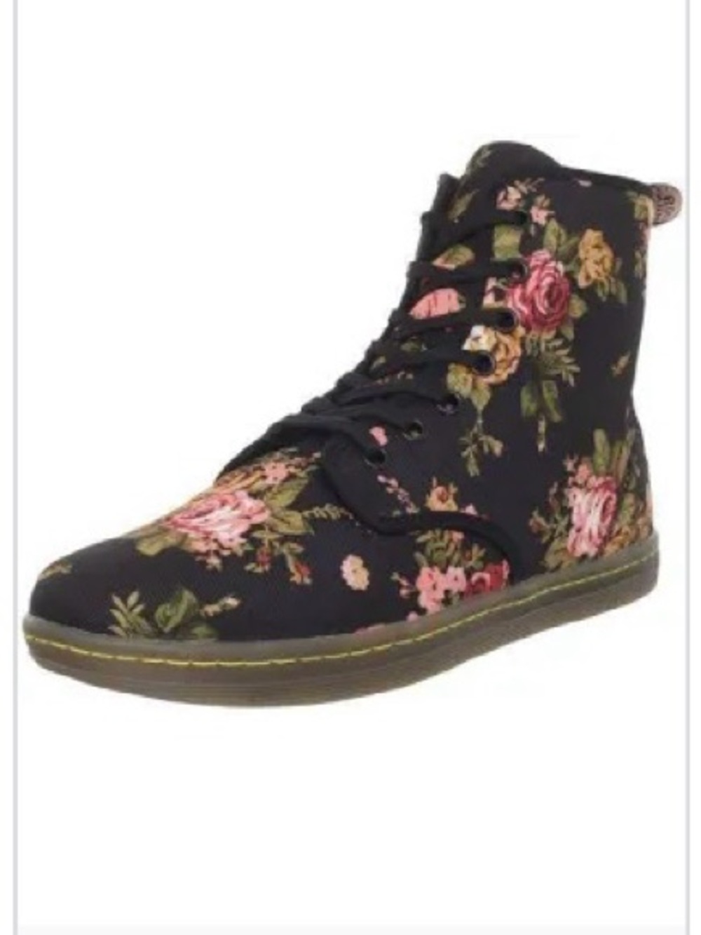 DR.MARTENS Shoreditch Black Floral Victorian Canvas Boots